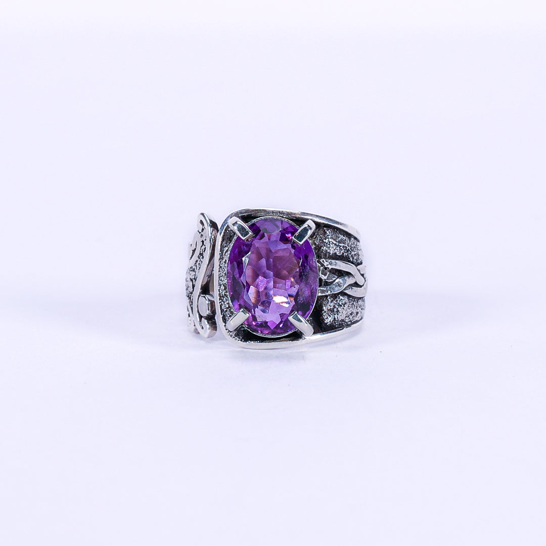 Amethyst and silver ring - Drapeau