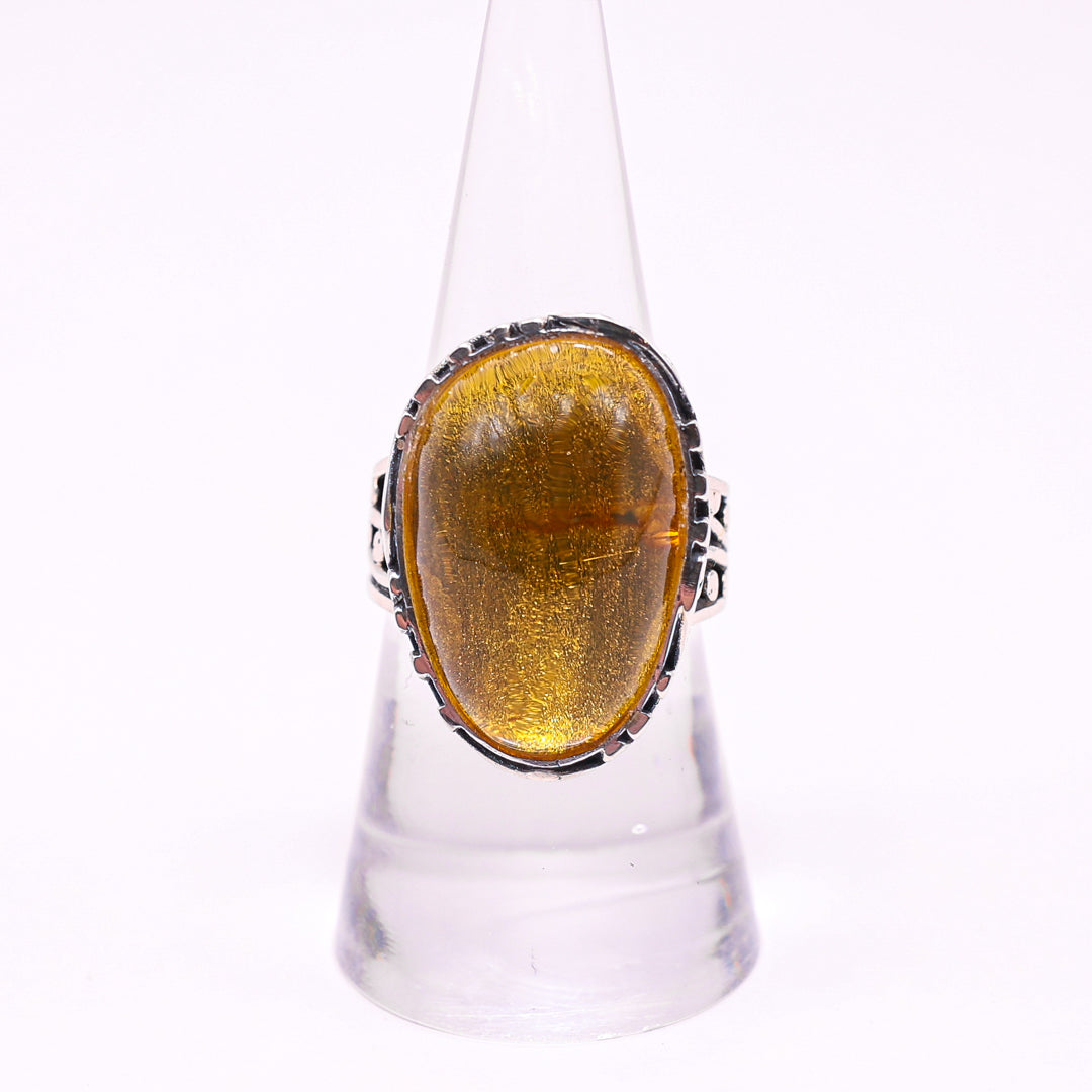 Amber and silver ring - Ary