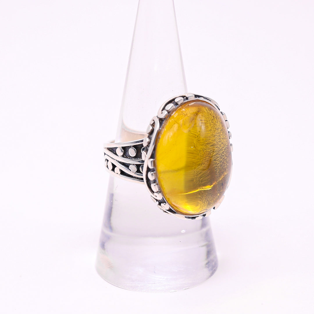 Amber and silver ring - Bran