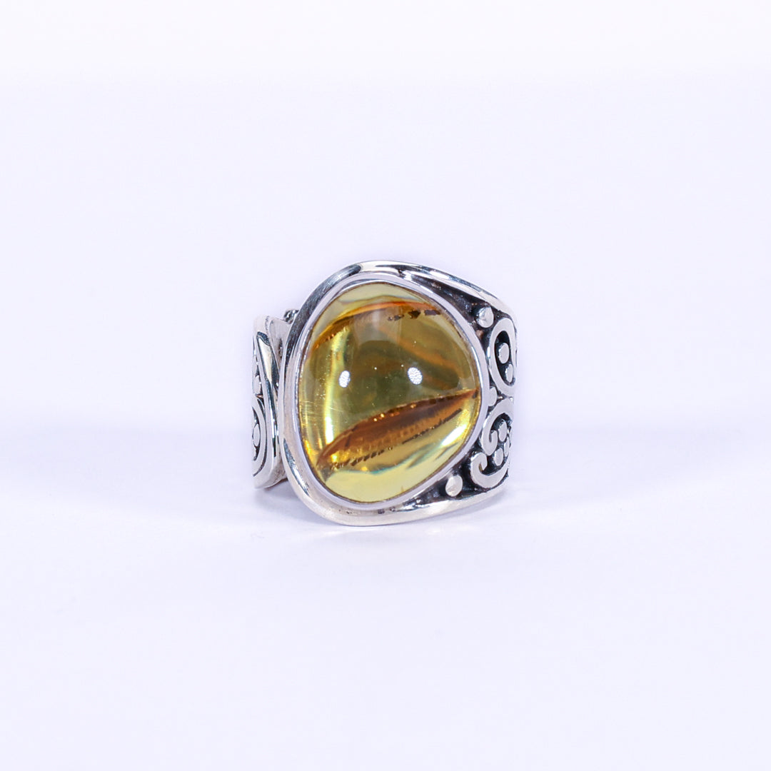 Amber and silver ring - Ceremoniale