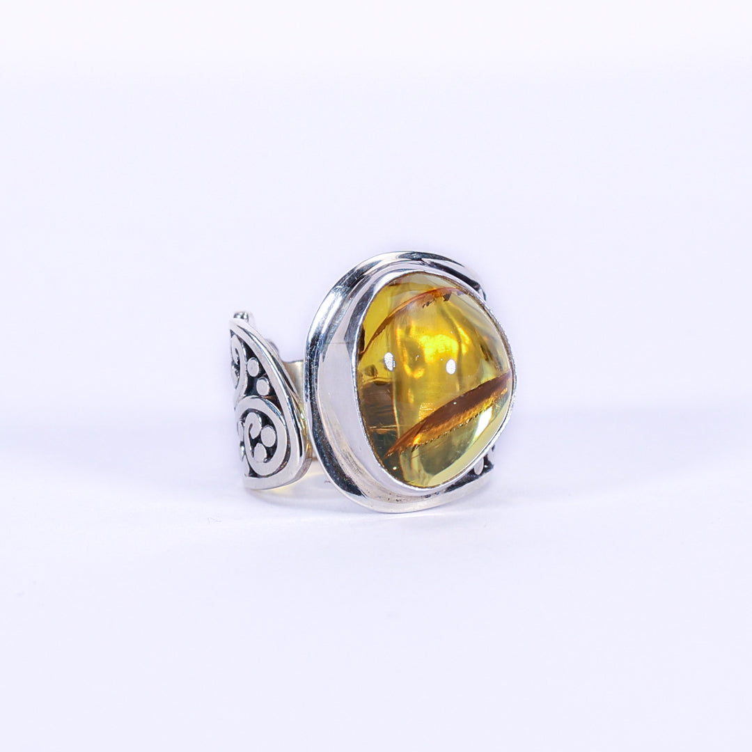 Amber and silver ring - Ceremoniale