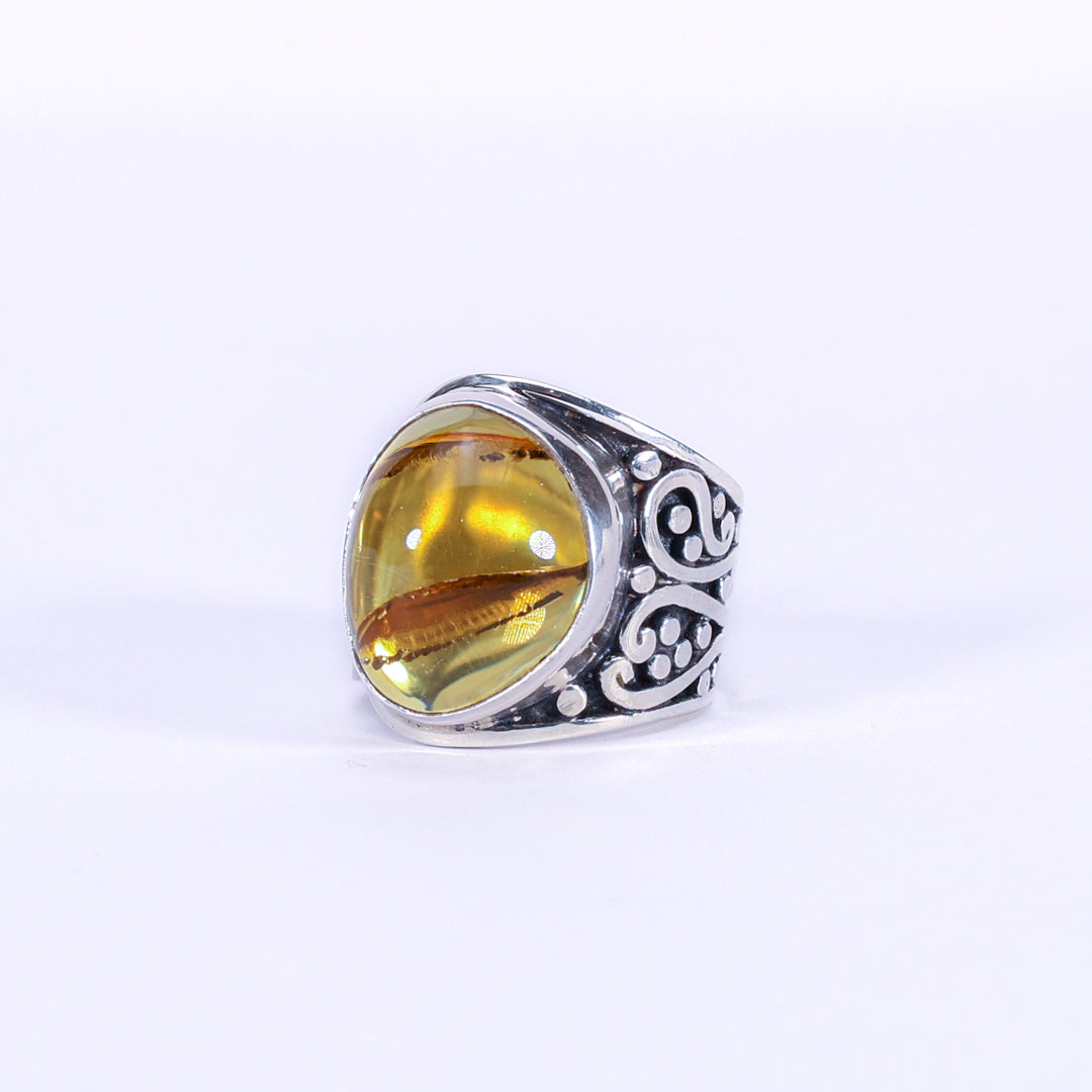 Amber and silver ring - Ceremoniale