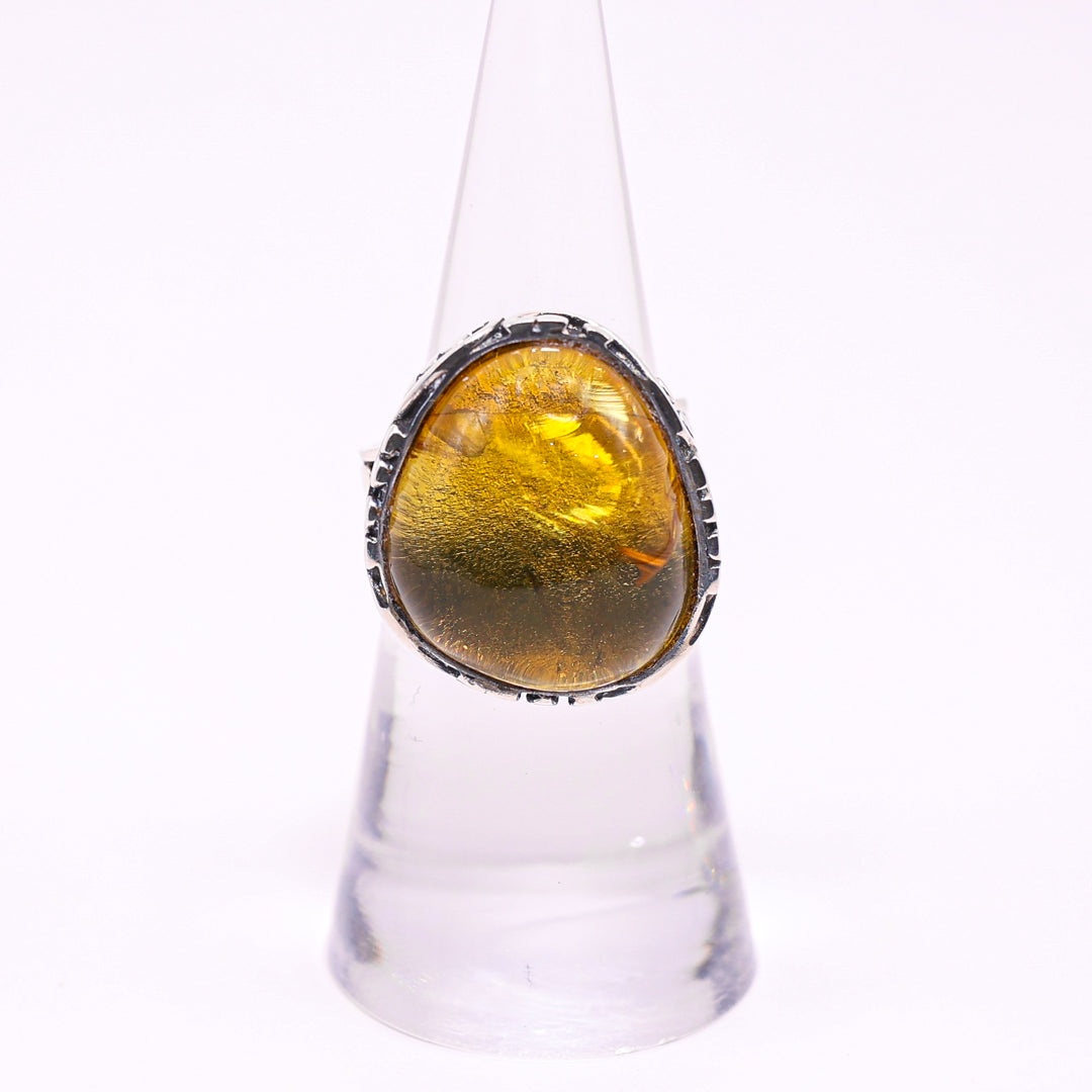 Amber and silver ring - Irry