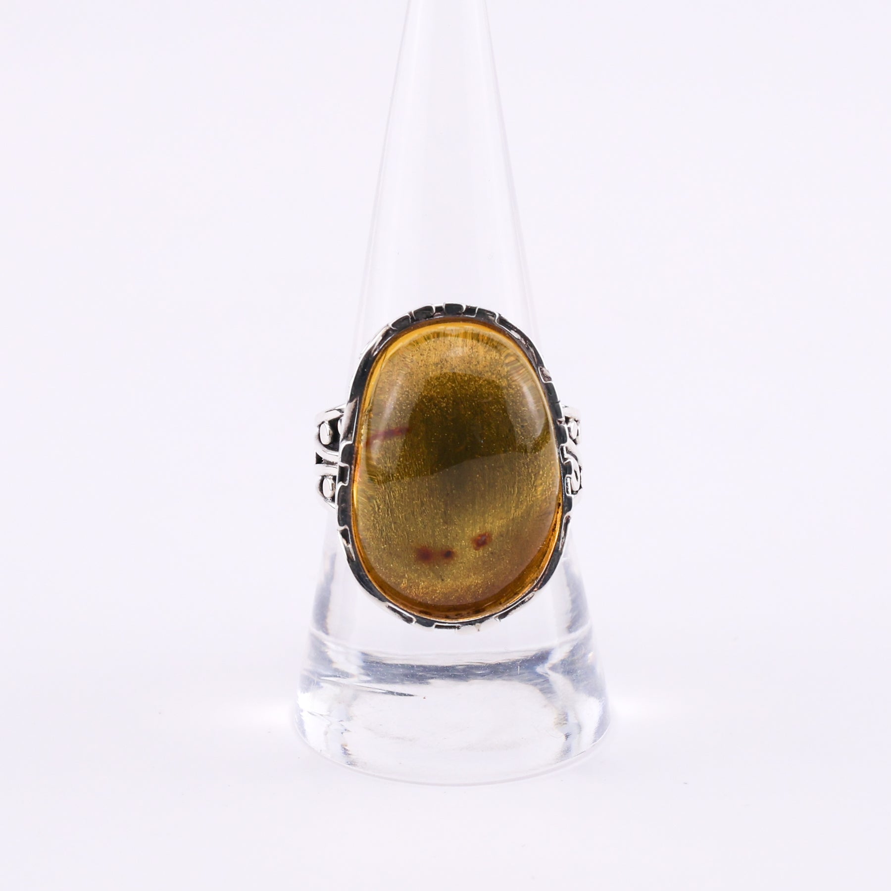 Amber and silver ring - Kal