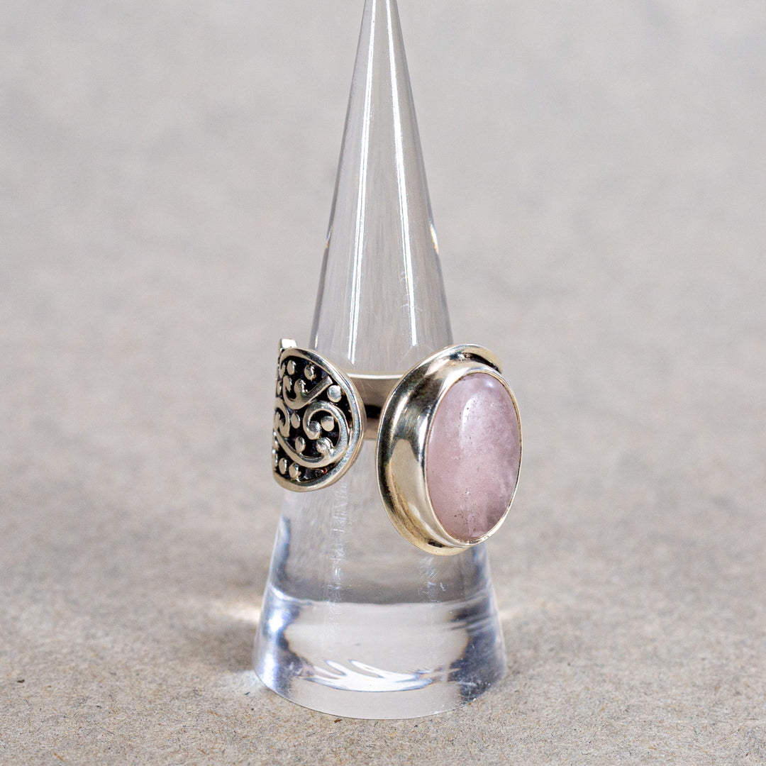 Anillo de cuarzo rosa y plata - Virtuous