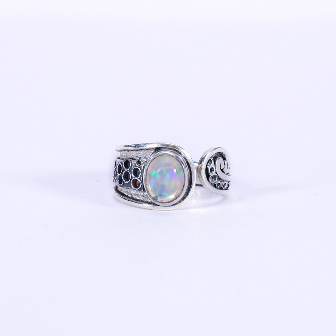 opal and silver ring - Abundant