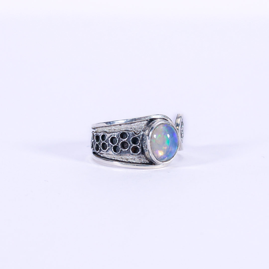 opal and silver ring - Abundant