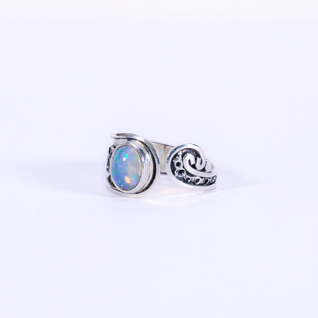 opal and silver ring - Abundant