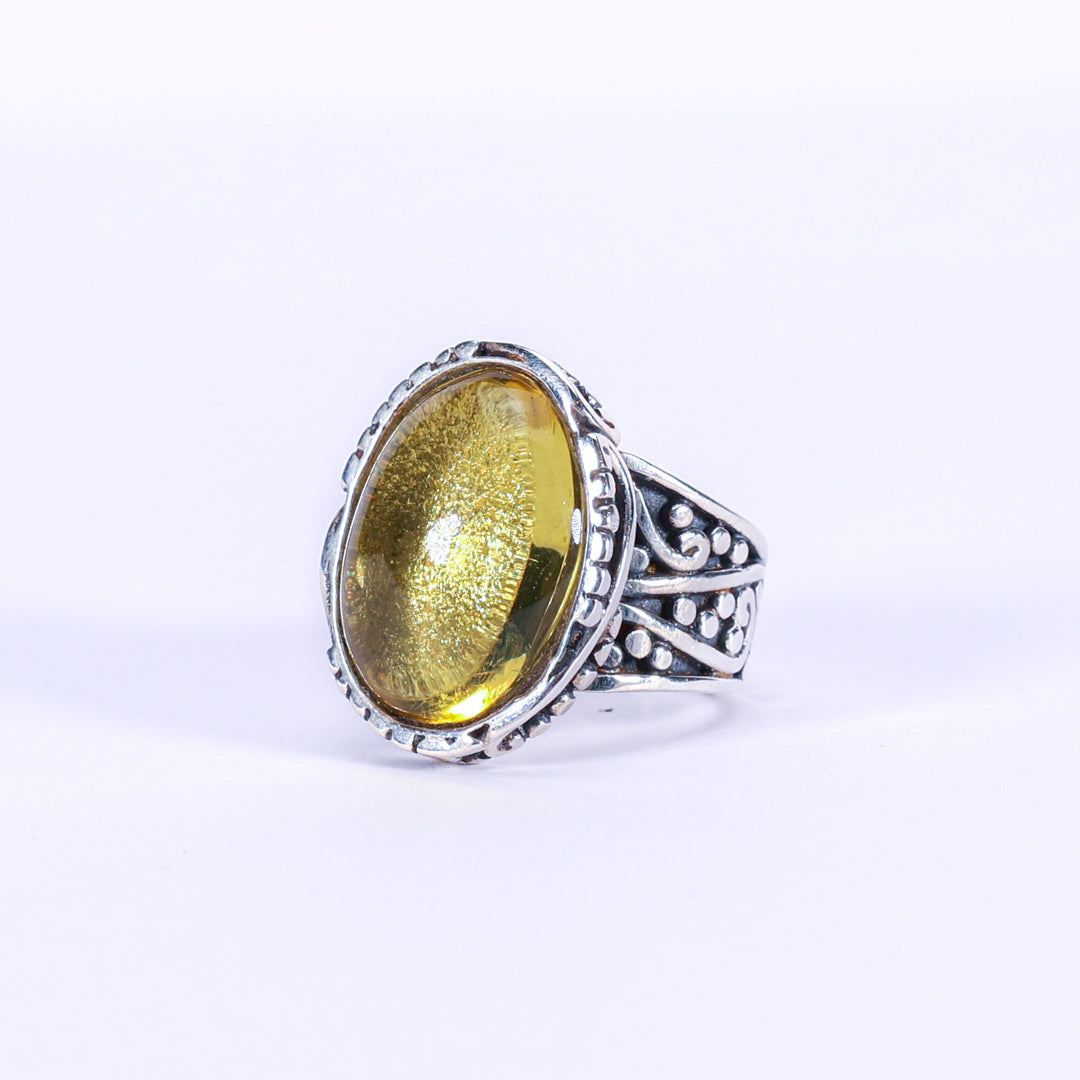 Silver and amber ring - Cotiere