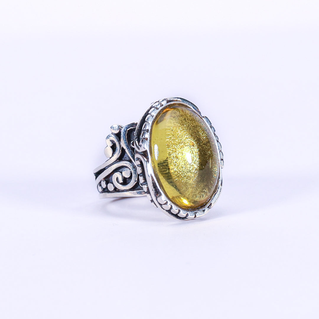 Silver and amber ring - Cotiere